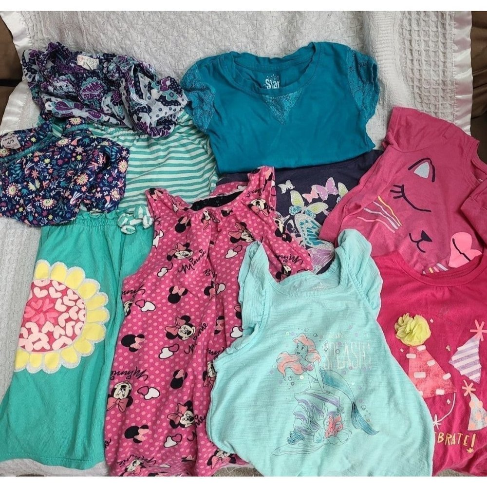Girls size 5/5T lot of clothes shirts dresses Minnie Mouse Ariel Summer